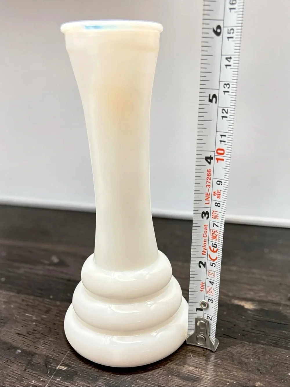 Classic White Glass Pedestal Vase with Tiered Base